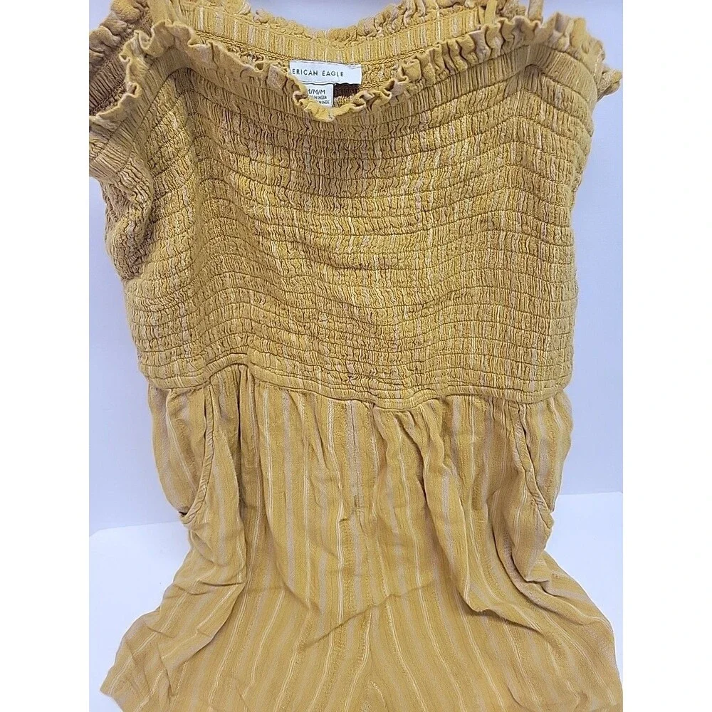 American Eagle Outfitters Linen Summer‎ Beach Striped Halter Romper Sz M
